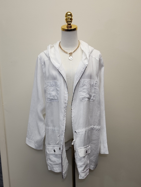 Cynthia Rowley Jackets & Blazers - Cynthia Rowley White Hooded Utility Jacket Linen Blend Size 1X